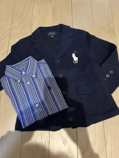Polo ネイビー ジャケットとストライプシャツセット