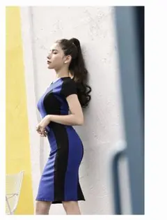 バイカラー タイト ドレス