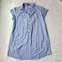 美品✨バーバリーロンドン　スキッパーシャツワンピース　リネン混　M ブルー
