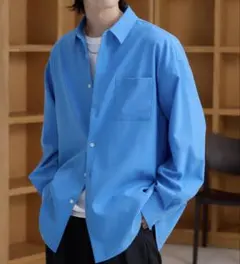 青色 長袖シャツ Mサイズ