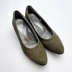 フィットフィット　スクエアヒールパンプニーカー　太ヒール　本革　21.5cｍ