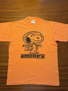 80s USA製 SNOOPY アストロノーツスヌーピー Tシャツ M オレンジのサムネイル