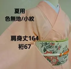 夏用　小紋/色無地　L　肩身丈164 裄67　正絹のサムネイル