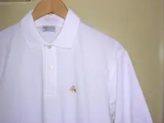 美品 90s USA製 ブルックスブラザーズ ワンポイント ポロシャツ M 白
