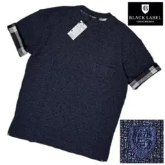新品 ブラックレーベルクレストブリッジ サマーニット 半袖Tシャツ ネイビー紺M