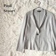 【美品】ポールスチュアート ニットジャケット グレージュ S 通勤 きれいめ