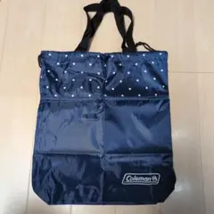 Coleman ネイビー ドット柄　水玉柄 巾着　トートバッグ　コールマン