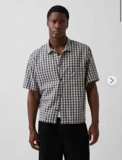 GAP 半袖シャツ ギンガムチェック グレー系 メンズS カジュアルのサムネイル