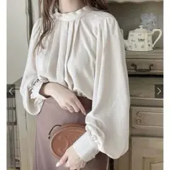 バックリボンハイネックタックブラウス[k8517w]