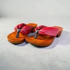 美品】mizutori 水鳥工業 下駄 サンダル 赤 レッド サイズ【 M