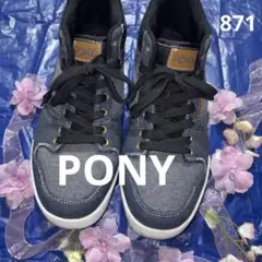 PONY ハイカットスニーカー デニム調 ネイビーのサムネイル