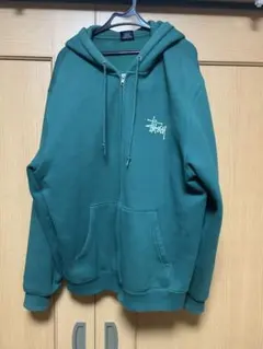 値引き可能Stussy グリーン ジップアップパーカー
