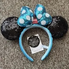 ミニー カチューシャ スパンコール 青 水色 水玉 ドット ディズニーリゾート
