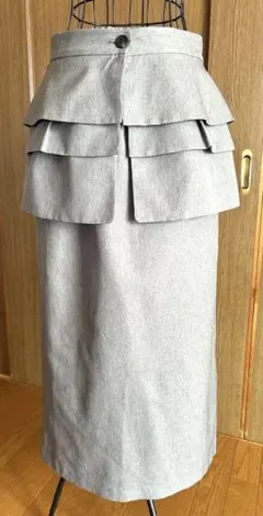 【OPAQUE.CLIP】 フリル付き タイト ロング スカート 裏地ほつれ有り