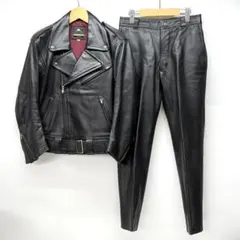 KUSHITANI ダブルライダースジャケット 上下セット レザーパンツ Lのサムネイル