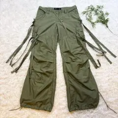 【美品✨】ILLIG ギミック ワイドカーゴパンツ Y2K カーキ