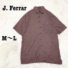 J.Ferrar 半袖 レーヨン シャツ 幾何学柄 柄シャツ 古着 総柄 レトロ