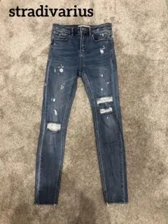 stradivarius ダメージスキニーデニム　34サイズ　ブルー