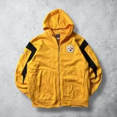 NFLスティーラーズReebokフルジップパーカー刺繍イエロー2XL古着レア