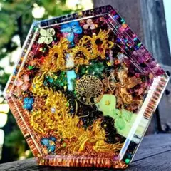 六角形✧コースター型オルゴナイト✧RUBY