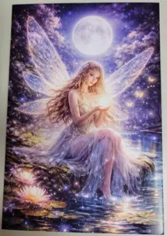 ファンタジーアート 妖精と蓮の花