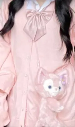 ピンクのカーディガン・リボンのセット