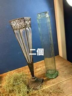 A フラワースタンド　花瓶　アンティーク調　ヴィンテージ　ガーデニング　ガラス