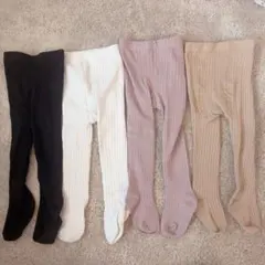 ベビー タイツ 80 まとめ売り 4点セット リブ 女の子 保育園 洗い替え