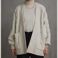 AZUL シェニールケーブルニットカーディガン