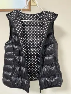 UNIQLO ブラック ダウンベスト Y2K 水玉 ドット ウィッシュコア　XL