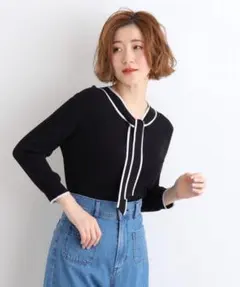 grove 配色ラメボウタイニットプルオーバー 黒 セレモニー