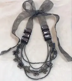 ヒロコビス HIROKO KOSHINO オーガンジー リボン ネックレス