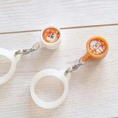 アンブレラマーカー　傘　犬 ラテアート風 ミニカップ チャーム 2個セットのサムネイル