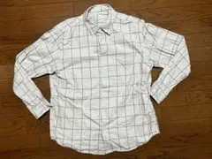 ホワイト/グレー チェック柄 長袖シャツ