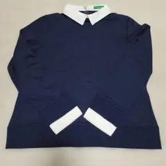 earth music&ecology 　襟袖付きトレーナー　　 ネイビー　M