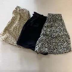美品　GU KIDS キュロット　黒、ドット、花柄3枚セット　150 ジーユー