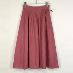 SLOBE IENA リネン混 タックフレア ロングスカート