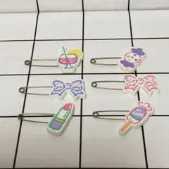 フレッシュパンチ　安全ピンブローチ　6点セット 当時品　サンリオ　レトロ