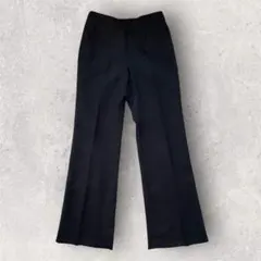 ブラック フレア スラックス　センタープレス　モード系　きれいめ　裏地付き