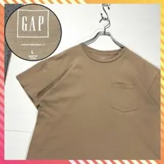 GAP ヘビーウェイト ポケット Tシャツ L キャメル 厚手 短丈 レディース