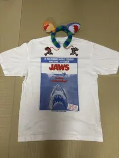 ユニバ USJ サメと恐竜のカチューシャ JAWS ユニクロ　Tシャツ　ジョーズ