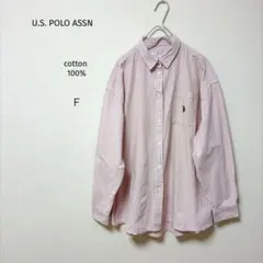 U.S. POLO ASSN ピンクストライプシャツ　コットン 100% 長袖Ｆのサムネイル