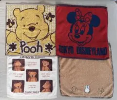 4枚セット ウォッシュタオル 西川ミッフィー ディズニー プーさん 他