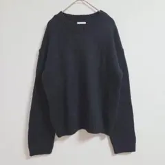 GU クルーネック ニット セーター S ブラック レディース 長袖 ジーユー