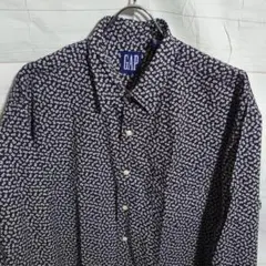 け321 オールドギャップ 小花柄 長袖 シャツ L 紺系