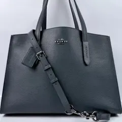 極美品 COACH ダークグリーン 型押レザー トートバック 2way