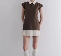 【新品】THE TOE Leopold Tweed Dress brown S