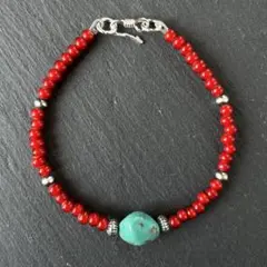 かな様。ナバホパール、天然ターコイズ、ホワイトハーツ ブレスレット 18.5cm