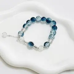 ① 新品♡ レディース ブレスレット ビーズ 水色 パール 星 銀河 スターのサムネイル