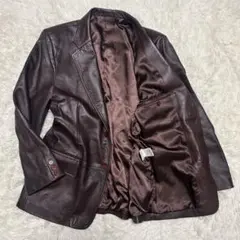 美品⭐︎ラムレザー　テーラードジャケット 羊革　本革　ブラウン　Ｌ